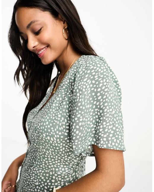 Vero Moda Blue Button Through Mini Skater Dress