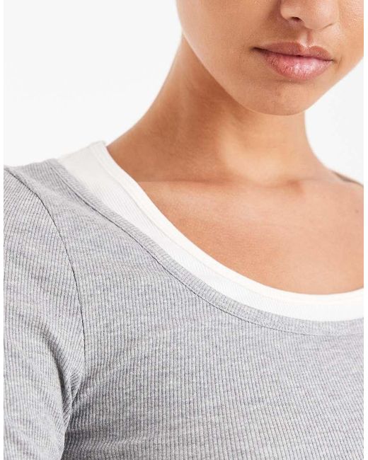 ASOS White Faux Double Layer Long Sleeve T-shirt