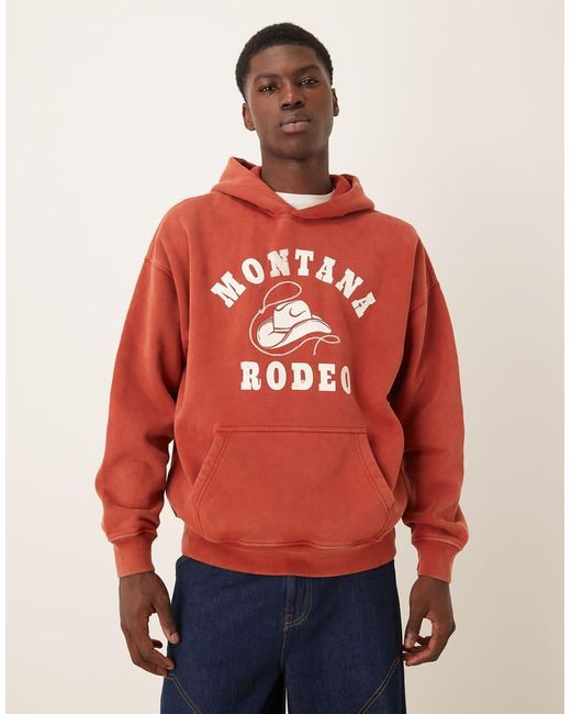 Abercrombie & Fitch Red Western Graphic Hoodie for men