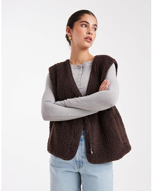 Object Blue Teddy Fleece Sleeveless Jacket