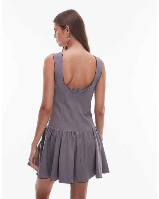 Nia Purple Cabaello V Neck Drop Waist Dress
