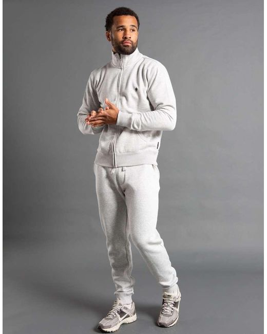 French Connection Gray Cotton Blend Funnel Neck Zip Jumper for men