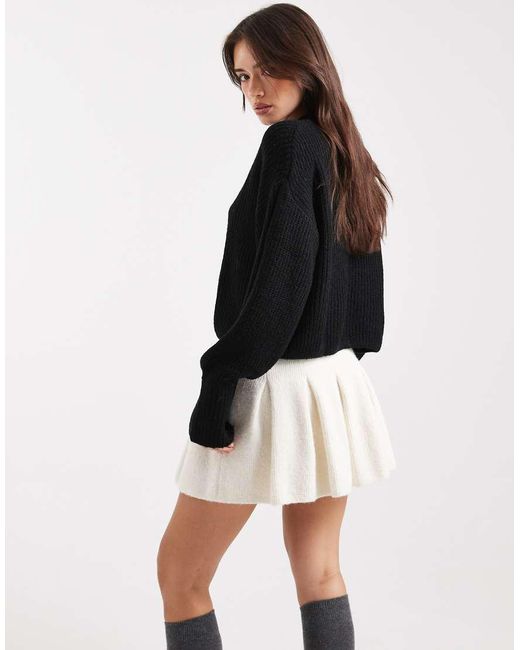 Miss Selfridge Gebreide Mini Rok Met Plooien in het Black