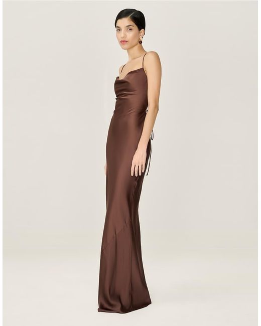 OMNES Natural Dresses Ginny Satin Maxi Dress With Lace-Up Back