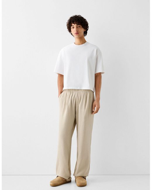 Pantalon d'ensemble texturé - sable Bershka pour homme en coloris Natural