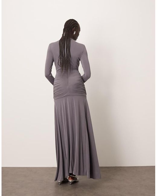 ARRANGE Natural Long Sleeve Drape Maxi Dress