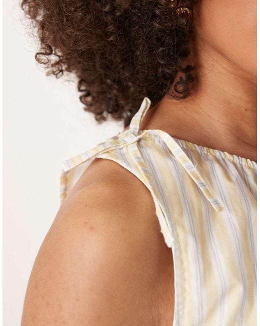 Motel Natural Miringa Candy Striped Co-ord One Sleeve Top