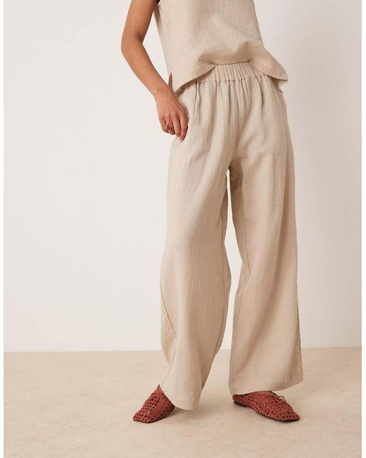Vila Natural Crinkle Wide Leg Trouser Co-ord