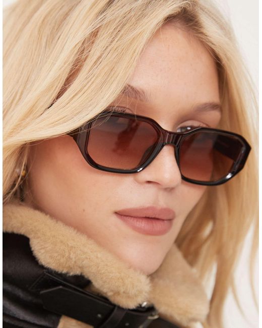 ASOS Black – sechseckige sonnenbrille
