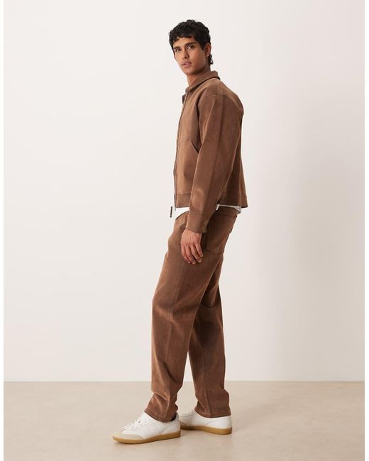 ASOS Natural Suede Look Straight Jeans for men