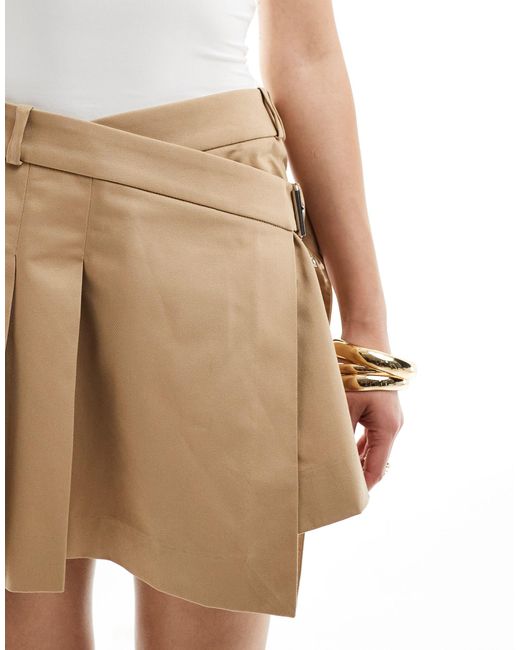 Mango Natural Belted Mini Skirt Brown