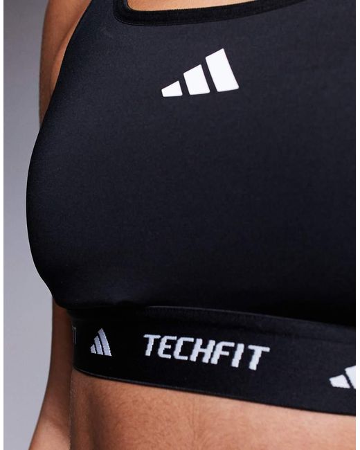 Adidas Originals Black Adidas Training Tech Fit Mid Support Bra