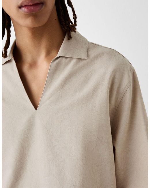Bershka Natural Collection Boxy Sleeve Shirt for men