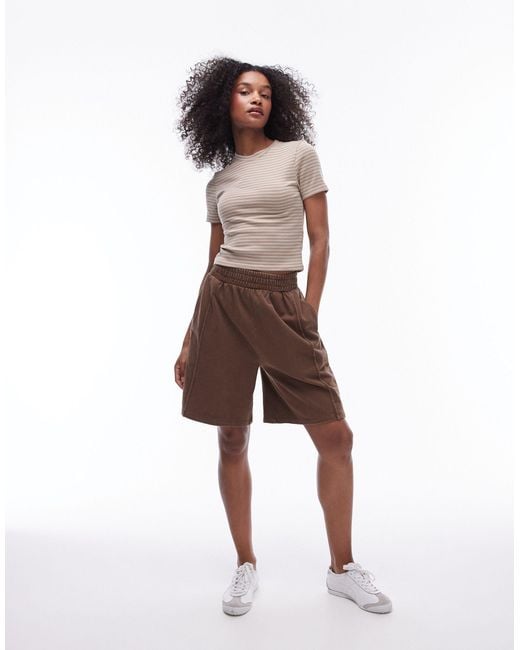 Everyday - t-shirt color pietra a righe di TOPSHOP in Brown