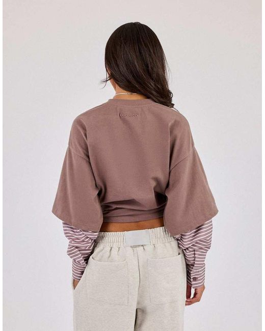 CERNUCCI Brown Cropped Oversized T-Shirt With Layered Shirt