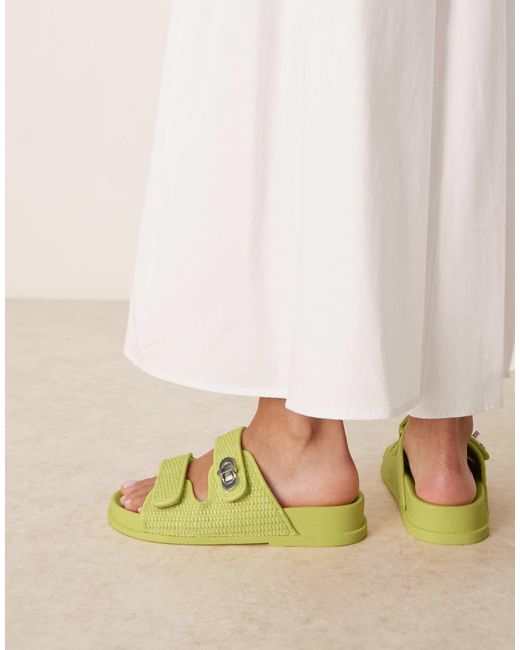ASOS Natural Fawn Footbed Sliders With Twist Lock