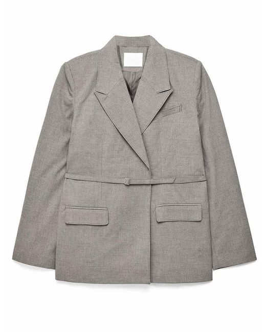 NA-KD Gray Belted Regular Blazer