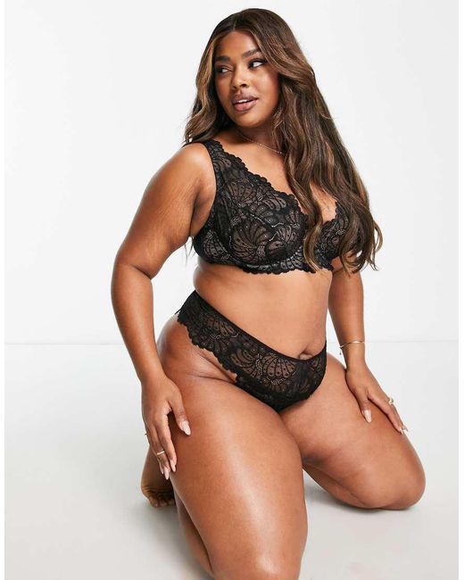 ASOS Black Asos Design Curve Sienna Lace High Apex Underwired Bra