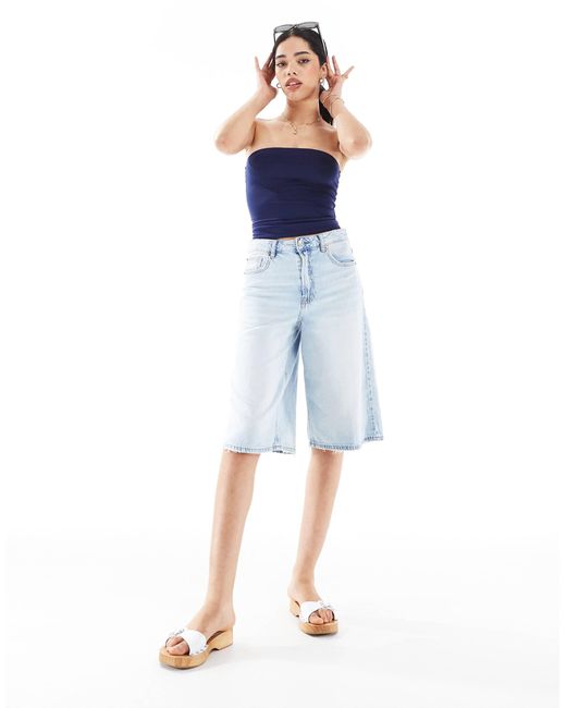 Bershka Blue Polyamide Bandeau Top