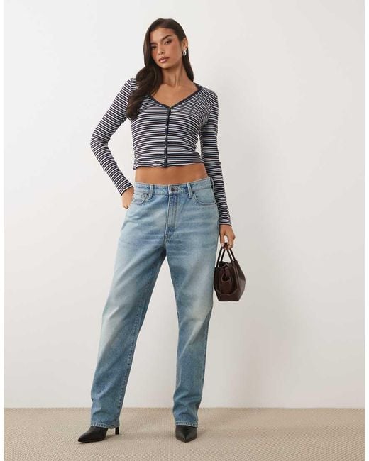GOOD AMERICAN Gray Ribbed V Neck Cardigan