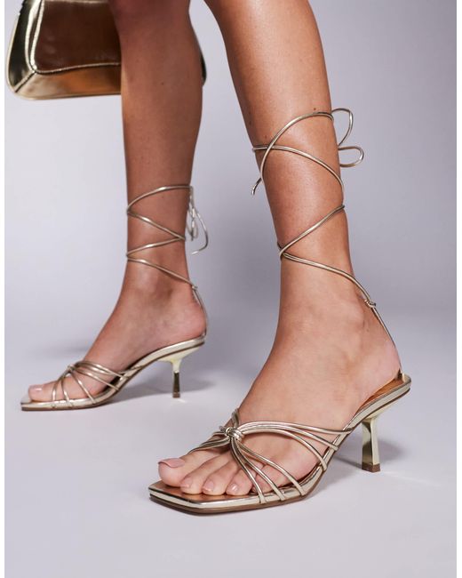 Public Desire Multicolor Nora Kitten Heel Tie Leg Sandals