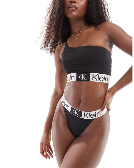 Ck96 - string tendance en coton Calvin Klein en coloris Black