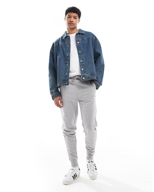 Threadbare Blue Cotton Blend 'Trifoliate' Joggers for men