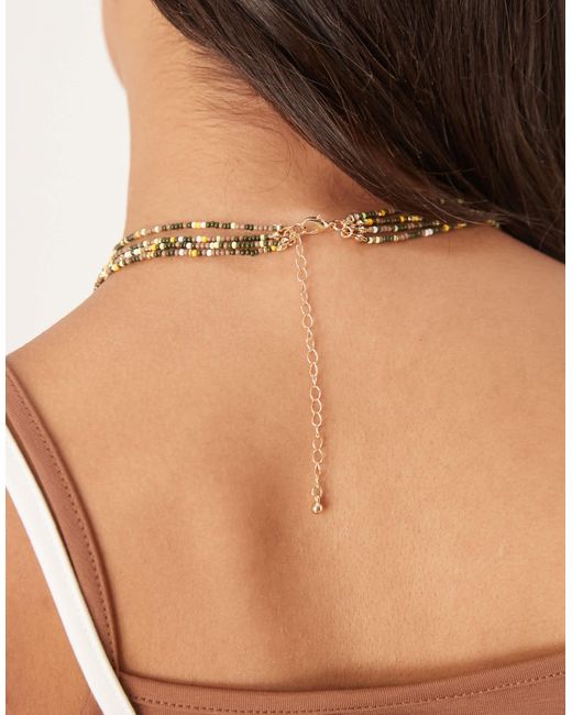 Collier multi-rangs à perles - et marron ASOS en coloris Brown
