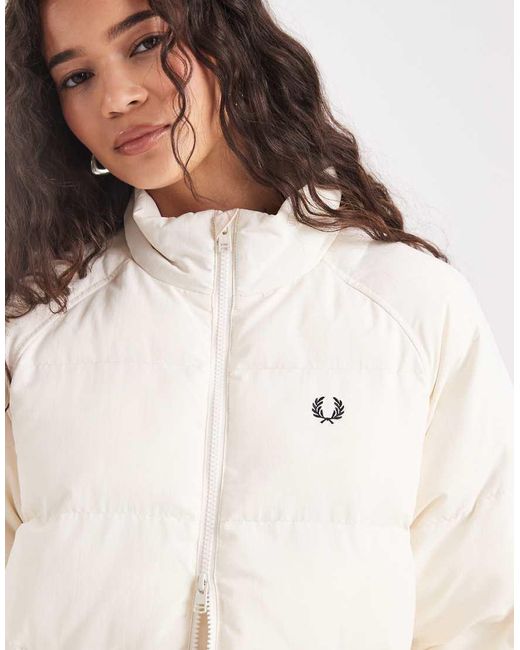 Fred Perry White Raglan Sleeve Padded Jacket