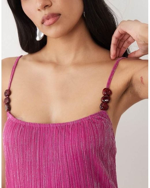 Motel Pink Cerita Plisse Mini Dress