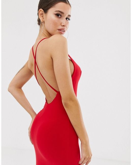red cross back fishtail maxi dress