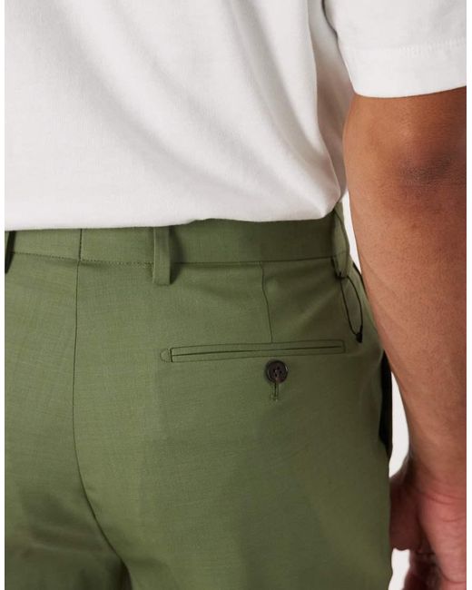 ASOS Green 100% Summer Wool Tapered Suit Pants for men