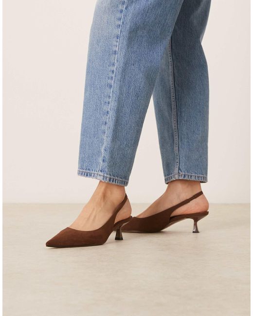 ASOS Blue Stroll Slingback Mid Heeled Shoes