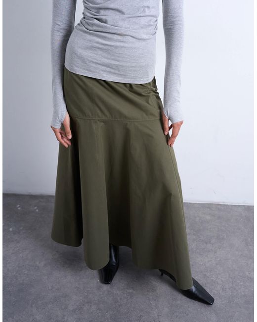 Jupe longue évasée à taille basse - kaki TOPSHOP en coloris White