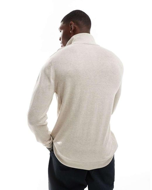 Jack & Jones Gray Knitted Half Zip Jumper for men
