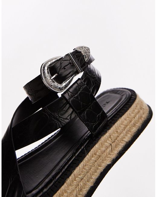 TOPSHOP Brown Jackson Strappy Espadrille Sandal With Toe Loop