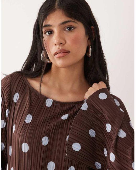 ASOS Multicolor Plisse Long Sleeve Midi Dress