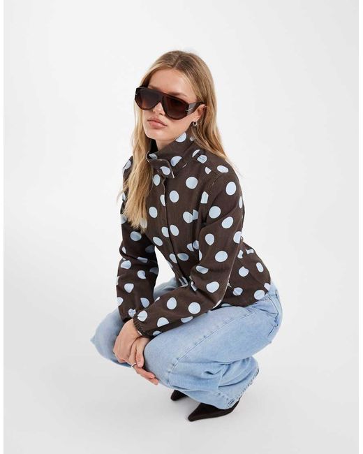 ASOS Aansluitend Denim Jack Met Opstaande Boord in het White