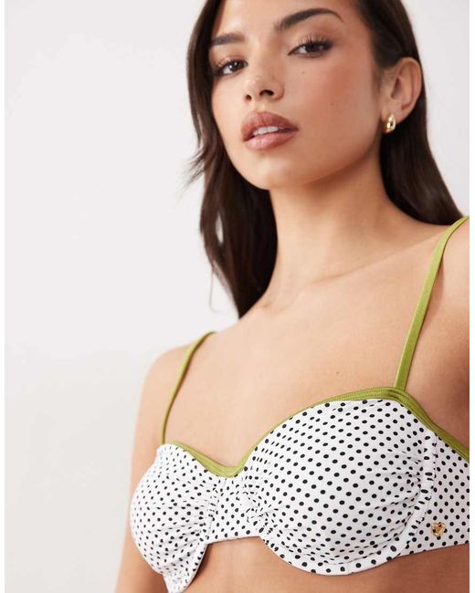 Candypants White Underwire Bikini Top With Contrast Trim