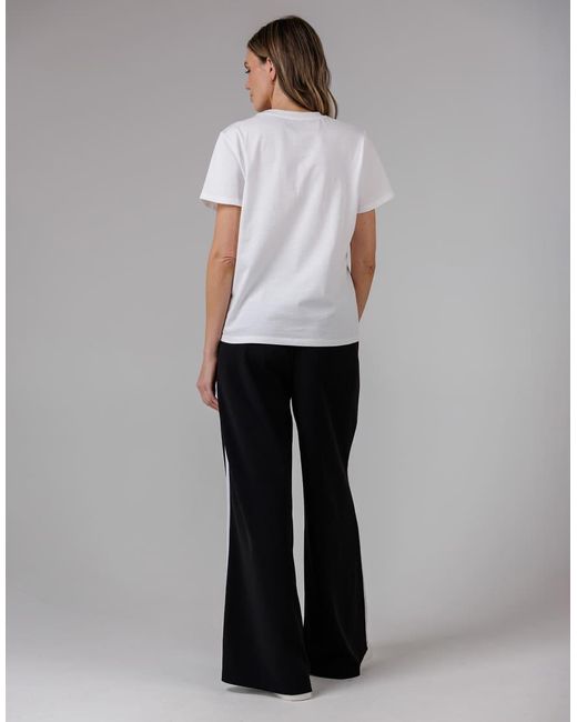 French Connection Black Wide Leg Crepe Trousers With Leg Stripe