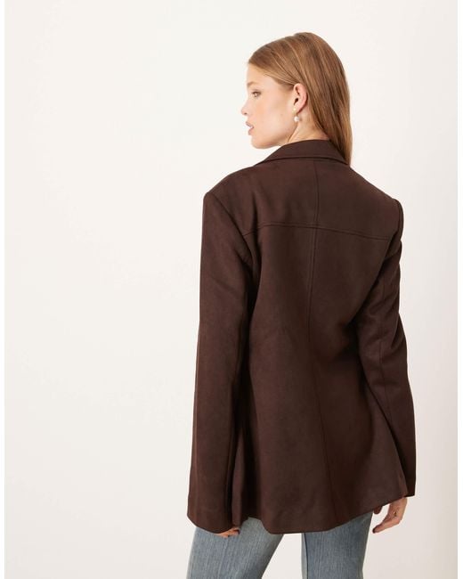 Gina Tricot Brown Relaxed Fit Faux Suede Blazer