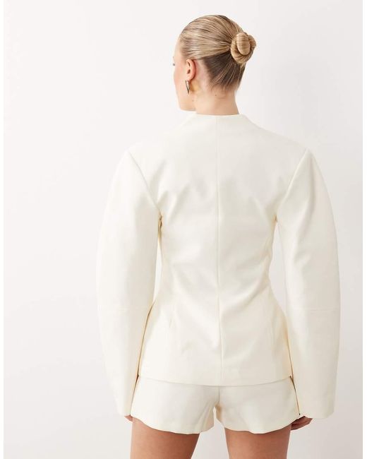 ASOS Natural Cinched Waist Blazer Suit With Hardware Detail