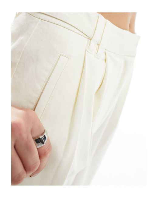 ASOS White Barrel Leg Chino Trouser With Button Tab Detail