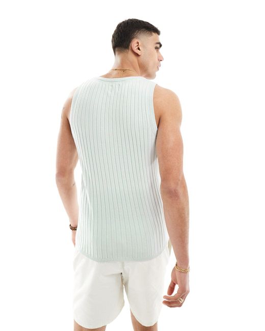 ASOS White Muscle Lightweight Knitted Rib Vest for men