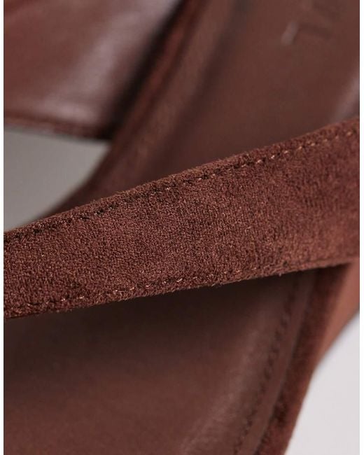 SEQWL Wide Fit Brown Ines Thong Wedge Sandal