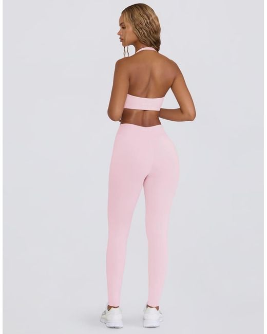 BO+TEE Pink Ruched Mid Rise Leggings