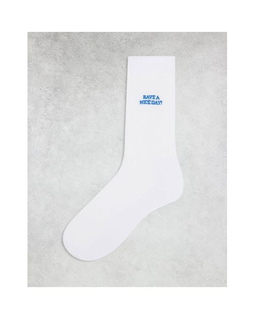 ASOS White Socks With Have A Nice Day Slogan for men