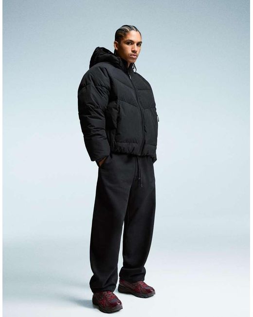 Bershka Black Puffer Jacket With Hood for men