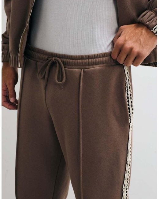 ASOS White Straight Leg joggers With Woven Tape for men