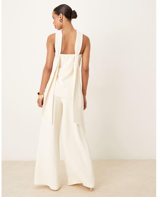 ASOS Natural Tailored High Waist Corset Detail Palazzo Trousers Co-ord